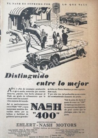 CARTEL ANTIGUO ORIGINAL DE AUTOS NASH 400 1927 /323