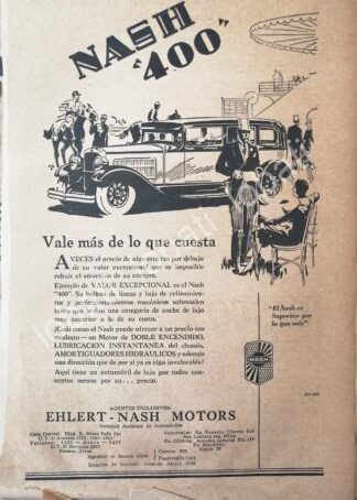 CARTEL ANTIGUO ORIGINAL DE AUTOS NASH 400 1928 /322