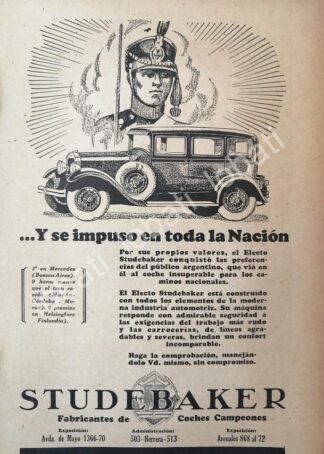 CARTEL ANTIGUO ORIGINAL DE AUTOS STUDEBAKER 1927 /321