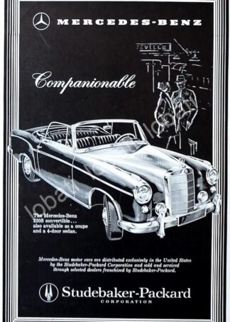 CARTEL ANTIGUO ORIGINAL DE AUTOS MERCEDES BENZ 220S CONVERTIBLE 1950s /320