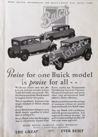 CARTEL ANTIGUO ORIGINAL DE AUTOS BUICK 1926 /317
