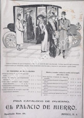 CARTEL ANTIGUO ORIGINAL DE TIENDAS EL PALACIO DE HIERRO 1910 /246