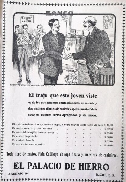 CARTEL ANTIGUO ORIGINAL DE TIENDAS EL PALACIO DE HIERRO 1910 /252 - Image 2