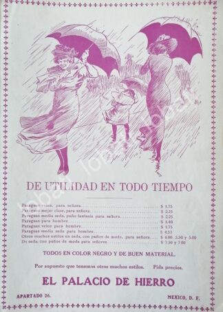 CARTEL ANTIGUO ORIGINAL DE TIENDAS EL PALACIO DE HIERRO 1910 /254