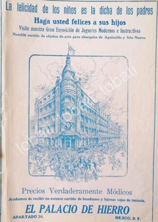 CARTEL ANTIGUO ORIGINAL DE TIENDAS EL PALACIO DE HIERRO 1910 /253