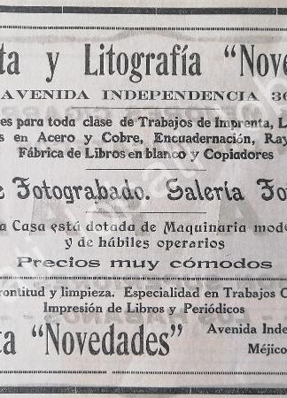 CARTEL ANTIGUO ORIGINAL DE IMPRENTA Y LITOGRAFIA NOVEDADES 1912 ( PERIODICO NOVEDADES ) /239