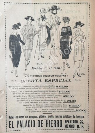 CARTEL ANTIGUO ORIGINAL DE TIENDAS EL PALACIO DE HIERRO, MODAS 1920-21 /235