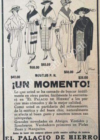 CARTEL ANTIGUO ORIGINAL DE TIENDAS EL PALACIO DE HIERRO, MODAS 1920-21 /236