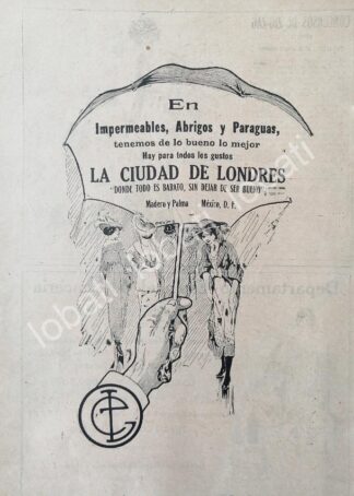 CARTEL ANTIGUO ORIGINAL DE TIENDAS LA CIUDAD DE LONDRES, 1920 /232