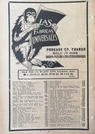 CARTEL ANTIGUO ORIGINAL DE TIENDAS LAS FABRICAS UNIVERSALES, 1920 /223