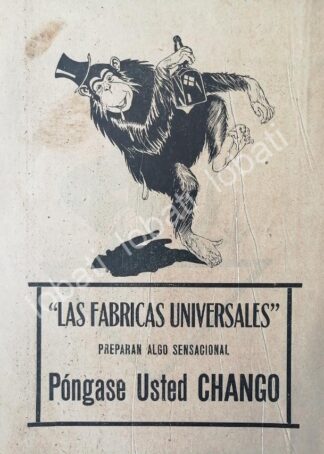 CARTEL ANTIGUO ORIGINAL DE TIENDAS LAS FABRICAS UNIVERSALES 1920 /214 PONGASE USTED CHANGO