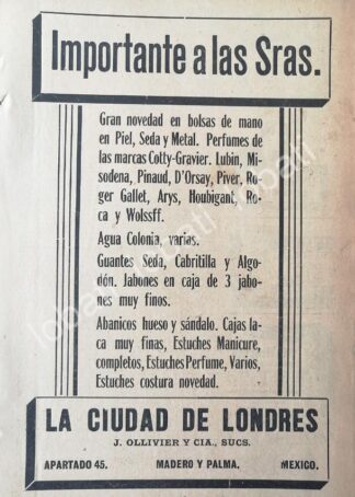CARTEL ANTIGUO ORIGINAL DE TIENDAS LA CIUDAD DE LONDRES 1920 /213