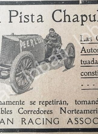 CARTEL ANTIGUO ORIGINAL DE PRIMERA CARRERA DE LA PISTA DE CARRERAS CHAPULTEPEC 1922 /206