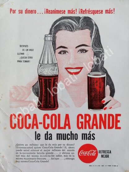 CARTEL ANTIGUO ORIGINAL DE REFRESCOS COCA COLA 1961 /121