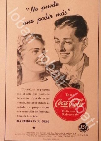 CARTEL ANTIGUO ORIGINAL DE REFRESCOS COCA COLA 1950s / RARO