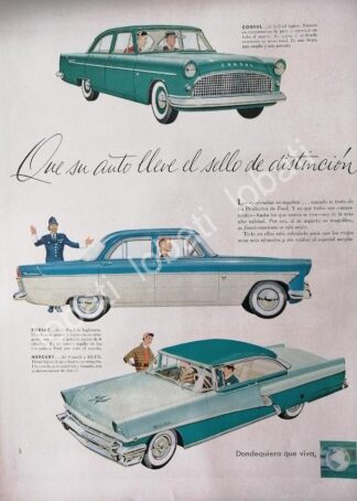 CARTEL ANTIGUO ORIGINAL DE AUTOS FORD CONSUL - ZODIAC - MERCURY 1956 /505
