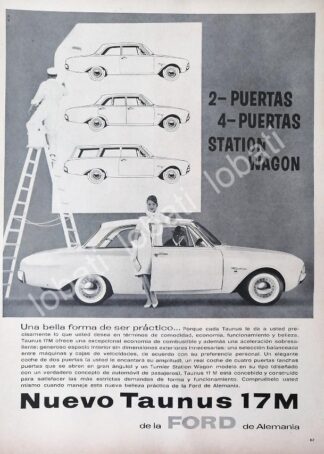 CARTEL ANTIGUO ORIGINAL DE AUTOS FORD TAUNUS 17M 1962 /500