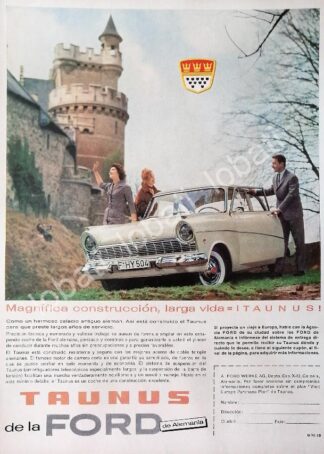 CARTEL ANTIGUO ORIGINAL DE AUTOS FORD TAUNUS 1962 /492