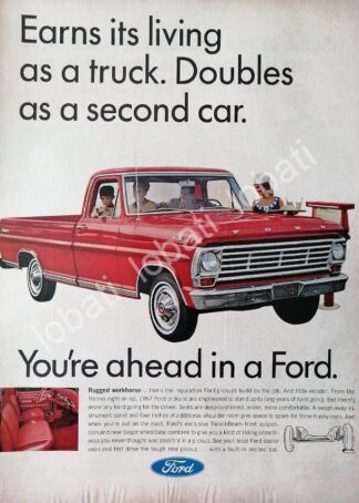 CARTEL ANTIGUO ORIGINAL DE AUTOS PICKUP FORD F-100 1967 /489