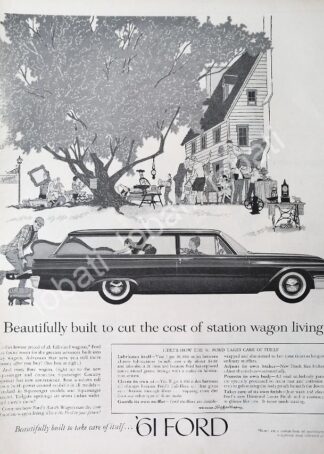 CARTEL ANTIGUO ORIGINAL DE AUTOS FORD STATIO WAGON 1961 /487