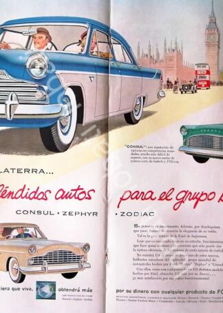 CARTEL ANTIGUO ORIGINAL DE AUTOS FORD ZODIAC, CONSUL & ZEPHYR 1955 /483