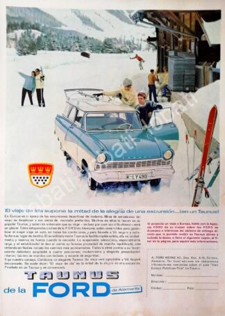 CARTEL ANTIGUO ORIGINAL DE AUTOS FORD TAUNUS VAGONETA 1962 /480
