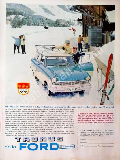 CARTEL ANTIGUO ORIGINAL DE AUTOS FORD TAUNUS VAGONETA 1962 /480