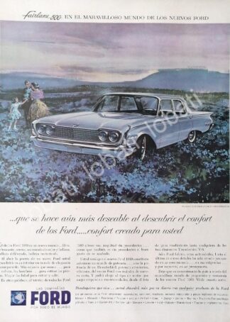 CARTEL ANTIGUO ORIGINAL DE AUTOS FORD FAIRLANE 500 TOWN SEDAN 1960 /472 RARO