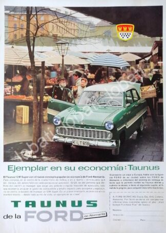 CARTEL ANTIGUO ORIGINAL DE AUTOS FORD TAUNUS 12M 1962 ALEMAN /468