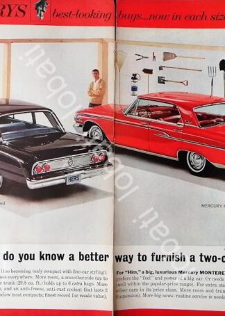 CARTEL ANTIGUO ORIGINAL DE AUTOS FORD MERCURY COMET & MERCURY MONTEREY 1962 /457