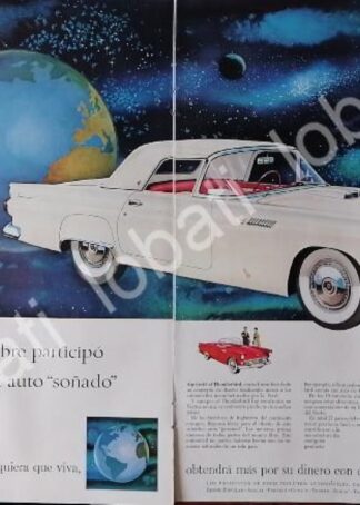 CARTEL ANTIGUO ORIGINAL DE AUTOS FORD THUNDERBIRD 1957 /455 RARO