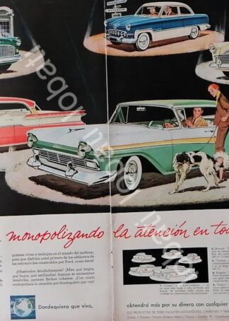 CARTEL ANTIGUO ORIGINAL DE AUTOS FORD MODELOS DE 1957 /453