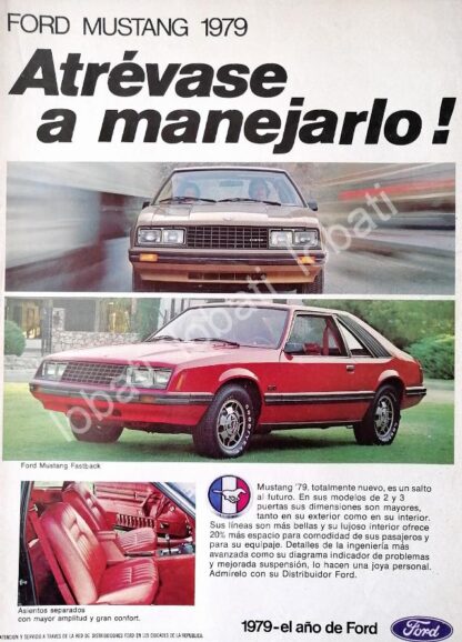 CARTEL ANTIGUO ORIGINAL DE AFICHE DE AUTOS FORD MUSTANG FASTBACK 1979 /452