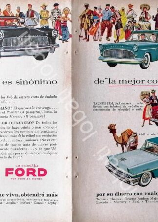 CARTEL ANTIGUO ORIGINAL DE MINI AFICHE AUTOS FORD VARIOS 1956 /450