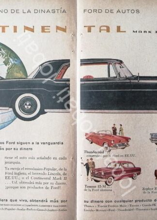 CARTEL ANTIGUO ORIGINAL DE MINI AFICHE AUTOS FORD CONTINENTAL MARK II Y OTROS /448