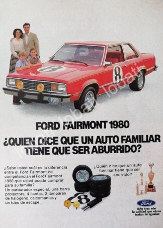 CARTEL ANTIGUO ORIGINAL DE MINI AFICHE AUTOS FORD FAIRMONT 1980 /447 RARO
