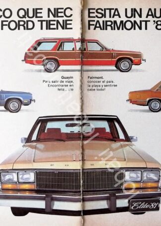 CARTEL ANTIGUO ORIGINAL DE AUTOS FORD FAIRMONT 1981 TODOS SUS MODELOS /442