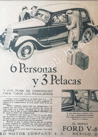 CARTEL ANTIGUO ORIGINAL DE PUBLICIDAD VINTAGE AUTOS FORD V8 1935 /553