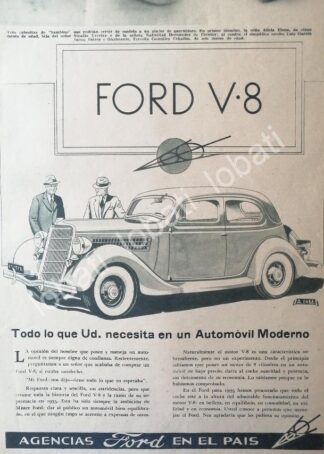 CARTEL ANTIGUO ORIGINAL DE PUBLICIDAD VINTAGE AUTOS FORD V8 1935 /551