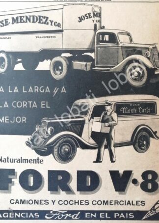 CARTEL ANTIGUO ORIGINAL DE DE AUTOS FORD V-8 1935 /546 RARO