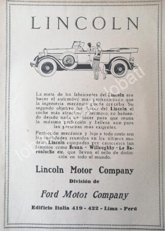 CARTEL ANTIGUO ORIGINAL DE AUTOS FORD LINCOLN SPORT 1920 /540