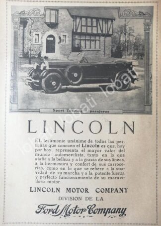 CARTEL ANTIGUO ORIGINAL DE AUTOS FORD LINCOLN SPORT TOURING 1920 /538 MUY RARO