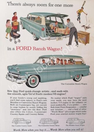 CARTEL ANTIGUO ORIGINAL DE AUTOS FORD RANCH WAGON 1954 /537 RARO