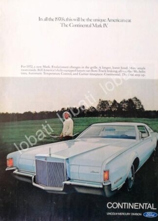 CARTEL ANTIGUO ORIGINAL DE AUTOS FORD LINCONL CONTINENTAL 1972 /532