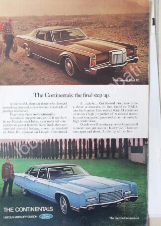 CARTEL ANTIGUO ORIGINAL DE AUTOS FORD CONTINENTAL MARK III & LINCOLN /531