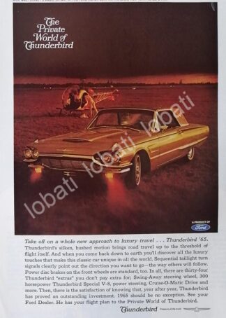 CARTEL ANTIGUO ORIGINAL DE AUTOS FORD THUNDERBIRD 1965 /530