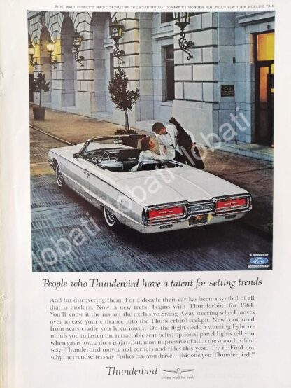 CARTEL ANTIGUO ORIGINAL DE AUTOS FORD THUNDERBIRD 1964 /529