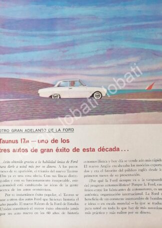 CARTEL ANTIGUO ORIGINAL DE AUTOS FORD TAUNUS 17M 1962 /523