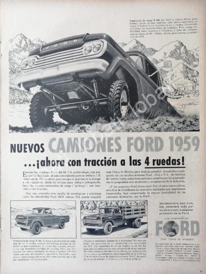 CARTEL ANTIGUO ORIGINAL DE AUTOS PICKUP FORD F-100 Y MAS 1959 / 511