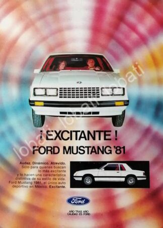 CARTEL ANTIGUO ORIGINAL DE AUTOS FORD MUSTANG 1981 / MUY RARO